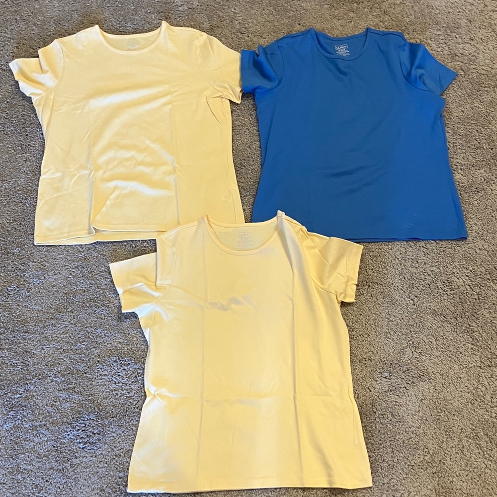 L.L. Bean Yellow and Blue Short Sleeve Tees